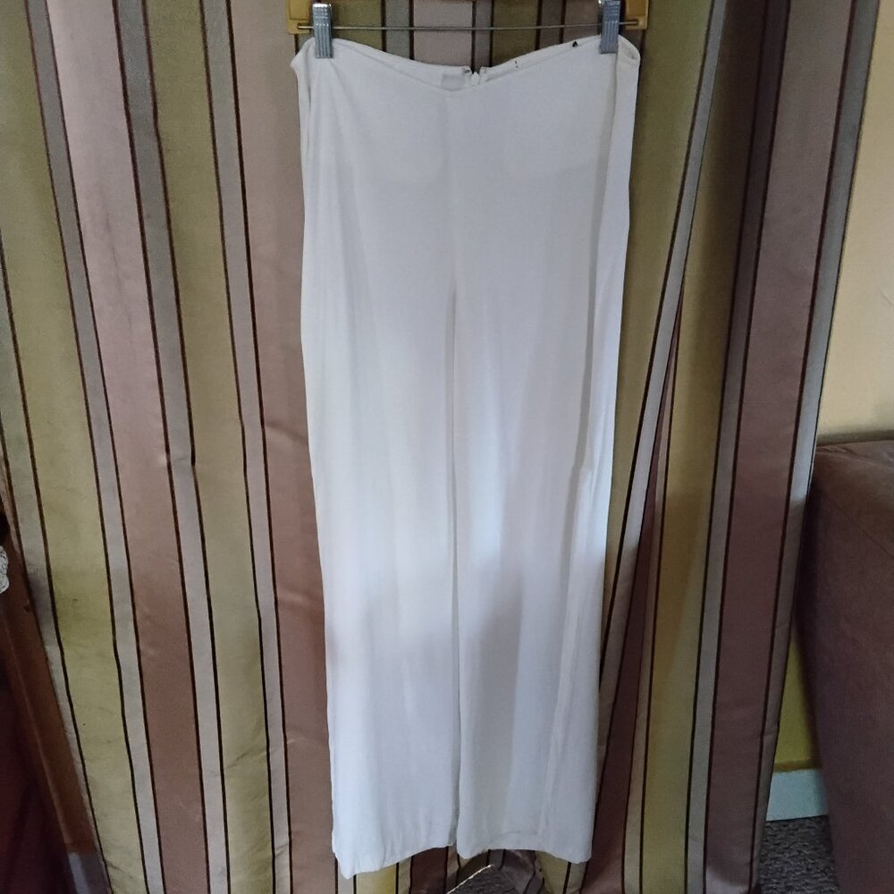 White palazzo pants with slits up the outside, size M